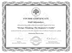 Design Thinking: The Beginner's Guide certificate